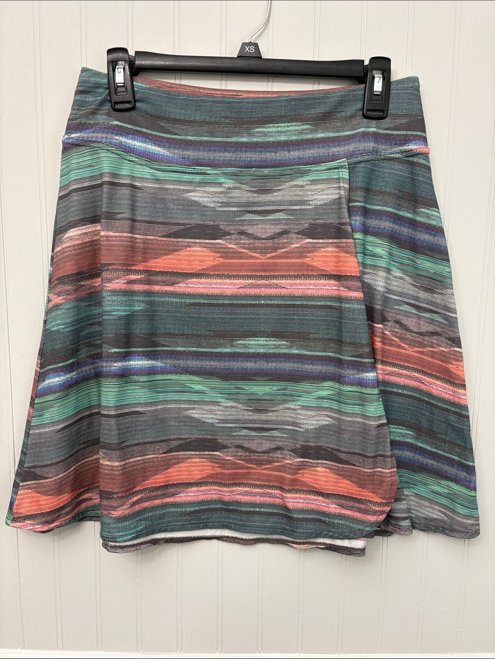 Prana Fiefer Skirt Faux Wrap Stripe Stretch Granite Bonita #W31190702 Medium